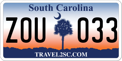 SC license plate ZOU033