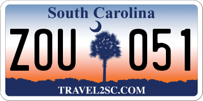 SC license plate ZOU051