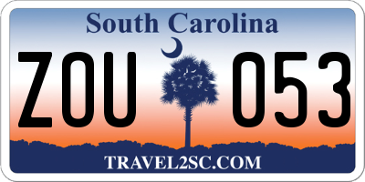 SC license plate ZOU053