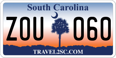 SC license plate ZOU060