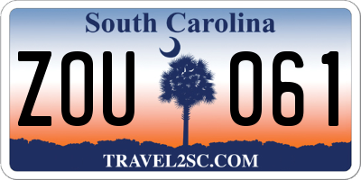 SC license plate ZOU061