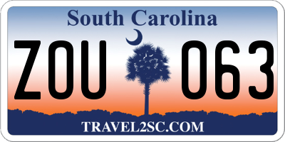 SC license plate ZOU063