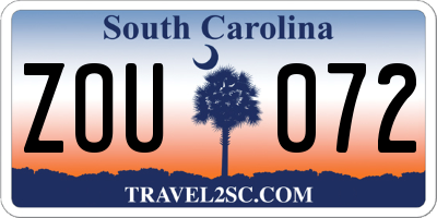 SC license plate ZOU072