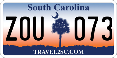 SC license plate ZOU073
