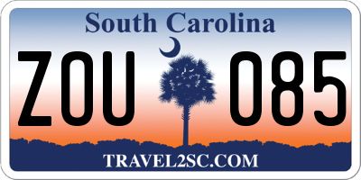 SC license plate ZOU085