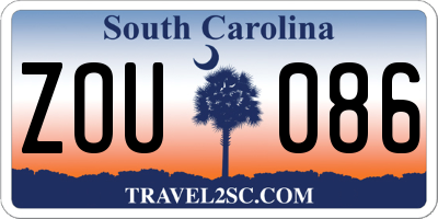 SC license plate ZOU086