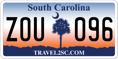 SC license plate ZOU096
