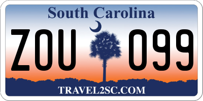SC license plate ZOU099