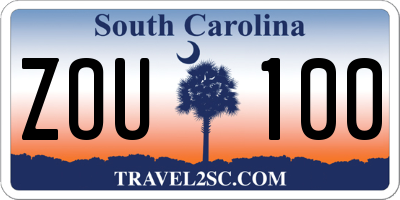 SC license plate ZOU100