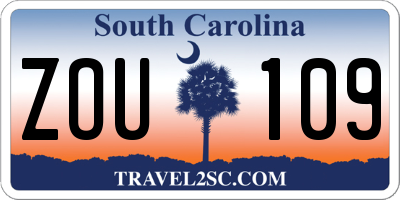 SC license plate ZOU109