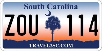 SC license plate ZOU114