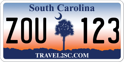 SC license plate ZOU123