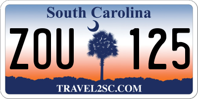 SC license plate ZOU125
