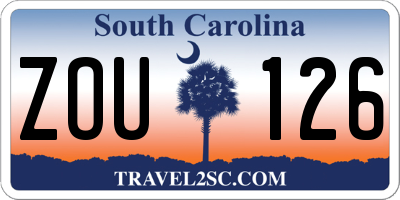 SC license plate ZOU126