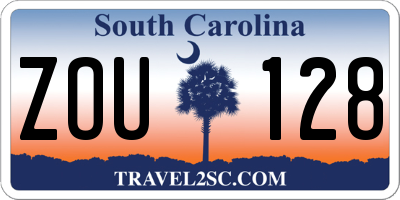 SC license plate ZOU128