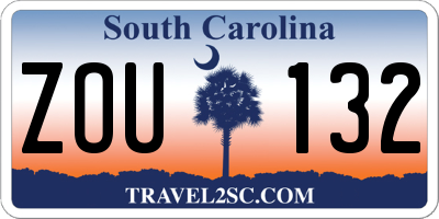 SC license plate ZOU132