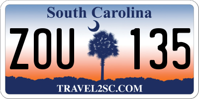 SC license plate ZOU135