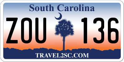 SC license plate ZOU136