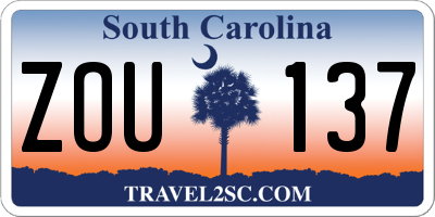 SC license plate ZOU137