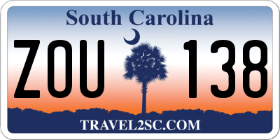 SC license plate ZOU138