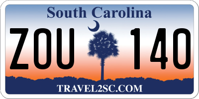 SC license plate ZOU140