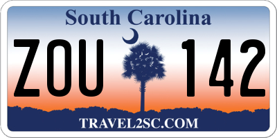 SC license plate ZOU142