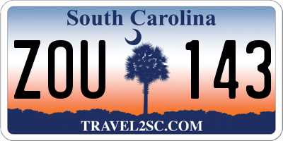 SC license plate ZOU143