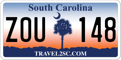 SC license plate ZOU148