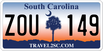 SC license plate ZOU149