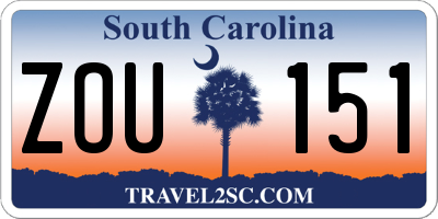 SC license plate ZOU151