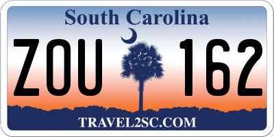 SC license plate ZOU162