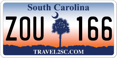SC license plate ZOU166