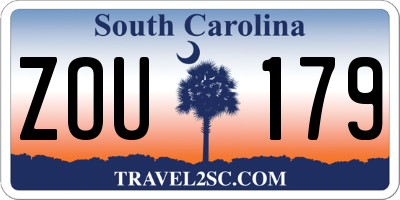 SC license plate ZOU179