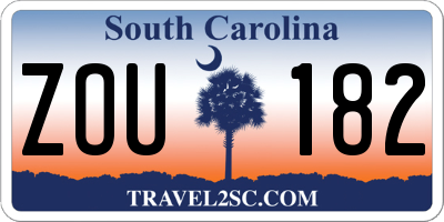 SC license plate ZOU182