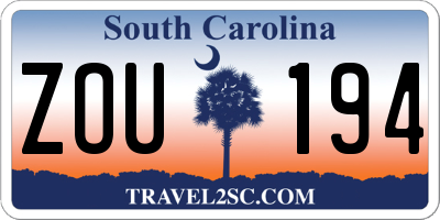 SC license plate ZOU194
