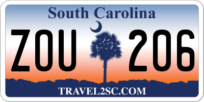 SC license plate ZOU206