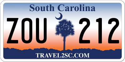 SC license plate ZOU212