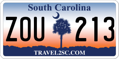 SC license plate ZOU213