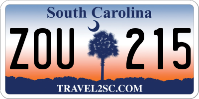 SC license plate ZOU215