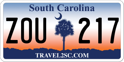 SC license plate ZOU217