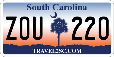SC license plate ZOU220