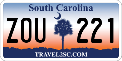 SC license plate ZOU221