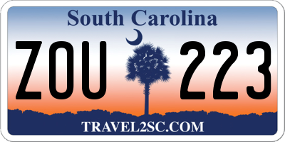 SC license plate ZOU223