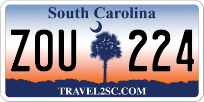 SC license plate ZOU224