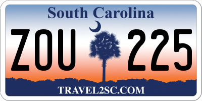 SC license plate ZOU225
