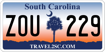 SC license plate ZOU229