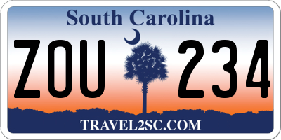 SC license plate ZOU234