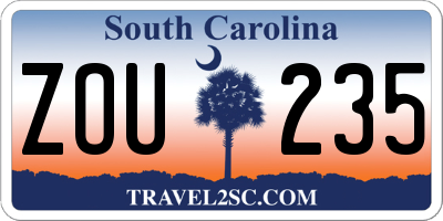 SC license plate ZOU235