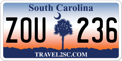 SC license plate ZOU236