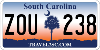 SC license plate ZOU238